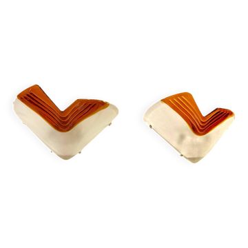 La Murina paire d appliques en verre murano bicolore , Italie 1980