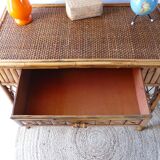 Bureau, coiffeuse en rotin