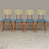 Set of 4 wooden chairs TON Bystrice Thonet blue