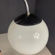 Restored Bauhaus floor lamp with integrated table by R. Slezák, chrome and wood, Czechoslovakia, 1920s, 172 × 45 cm