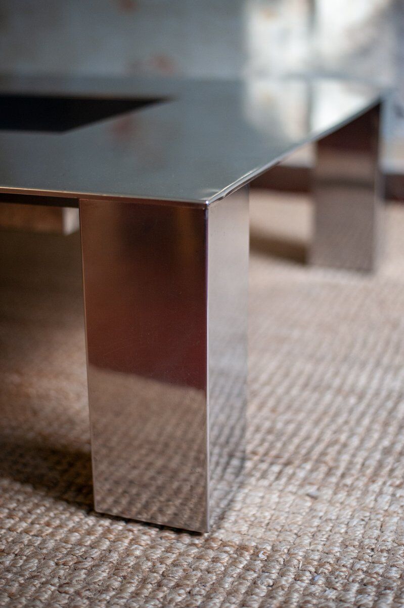 Coffee table in steel model Tebe by Giovanni Offredi for Saporiti, 1970