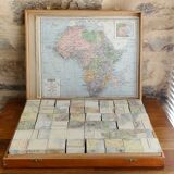 Old saussine geographical atlas in the form of a set of cubes around 1900