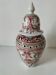 Large covered vase in Portuguese earthenware with hand-painted decoration.
