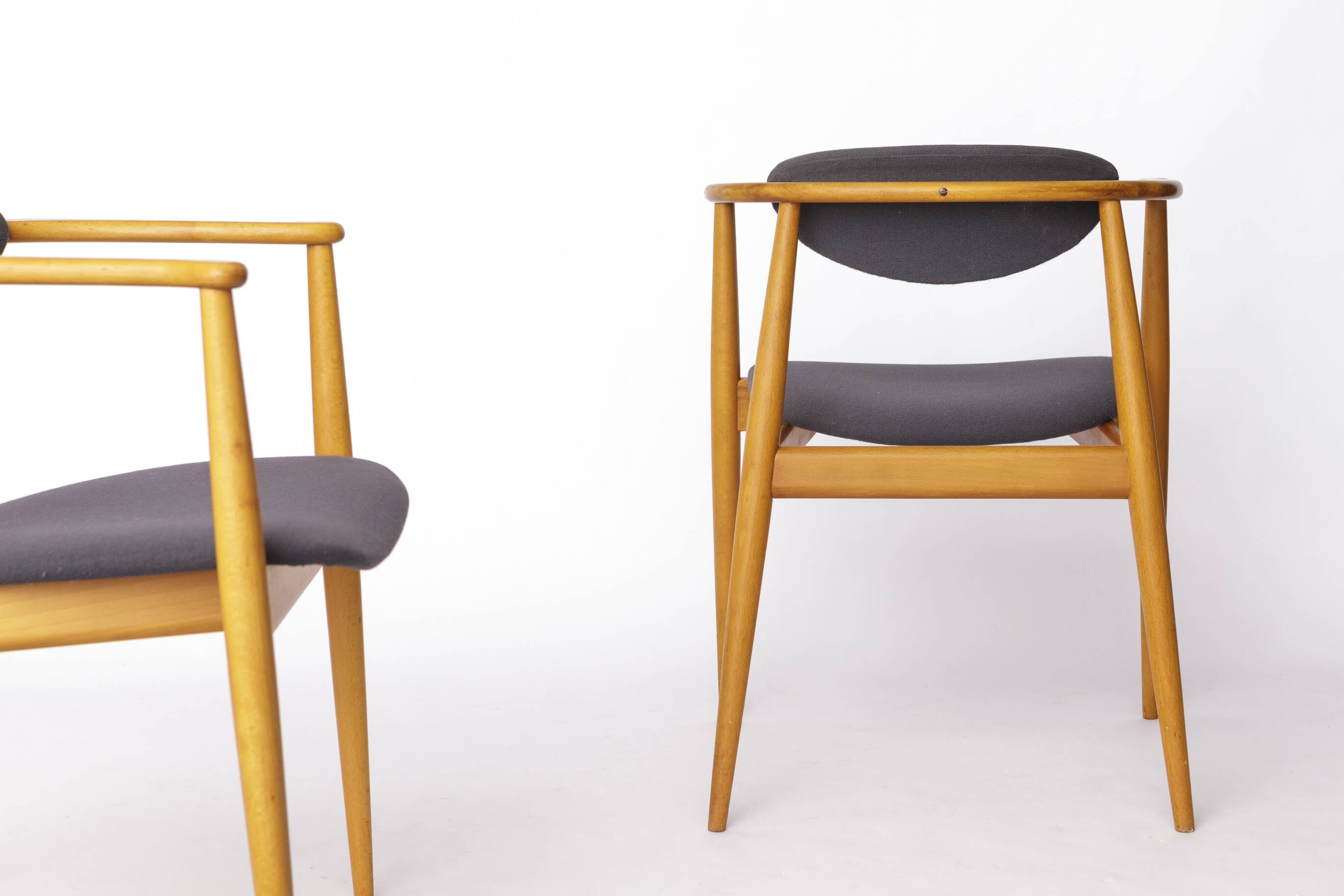 Pair of Mid-Century Armchairs, 1960s–70s German Vintage, Beech Wood