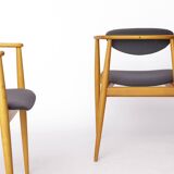 Pair of Mid-Century Armchairs, 1960s–70s German Vintage, Beech Wood