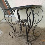 TV table roller iron forge style formica table