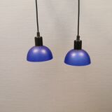 Suspension en verre, de couleur bleue peinte (couleur originale)