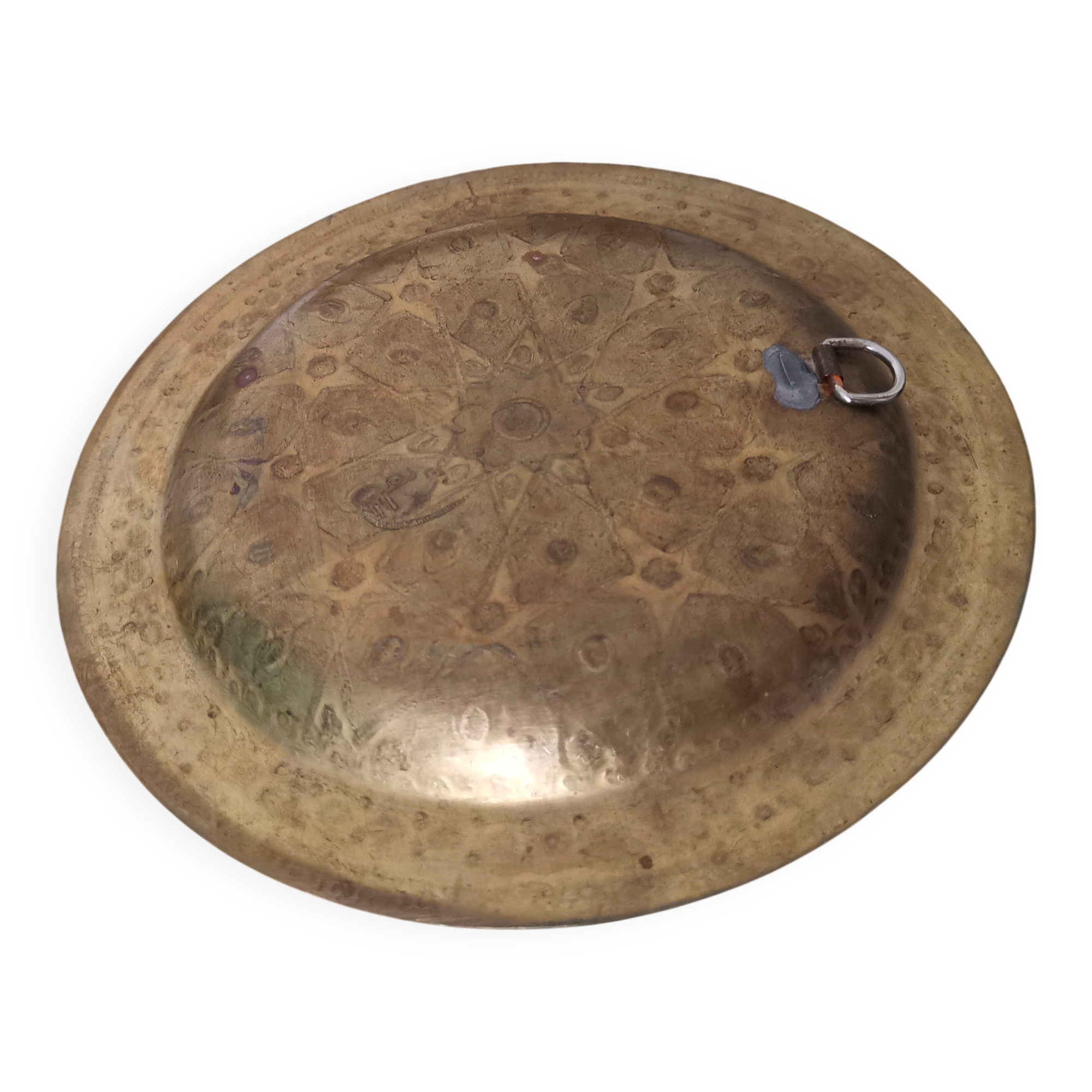 Set of 3 vintage moroccan brass decorative wall plates