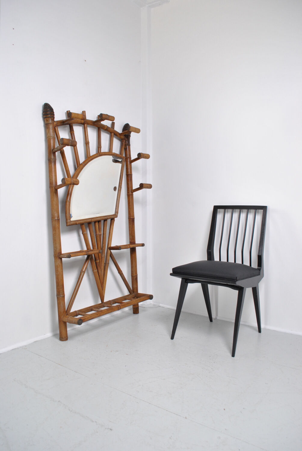 Coat rack bamboo cloakroom 1950