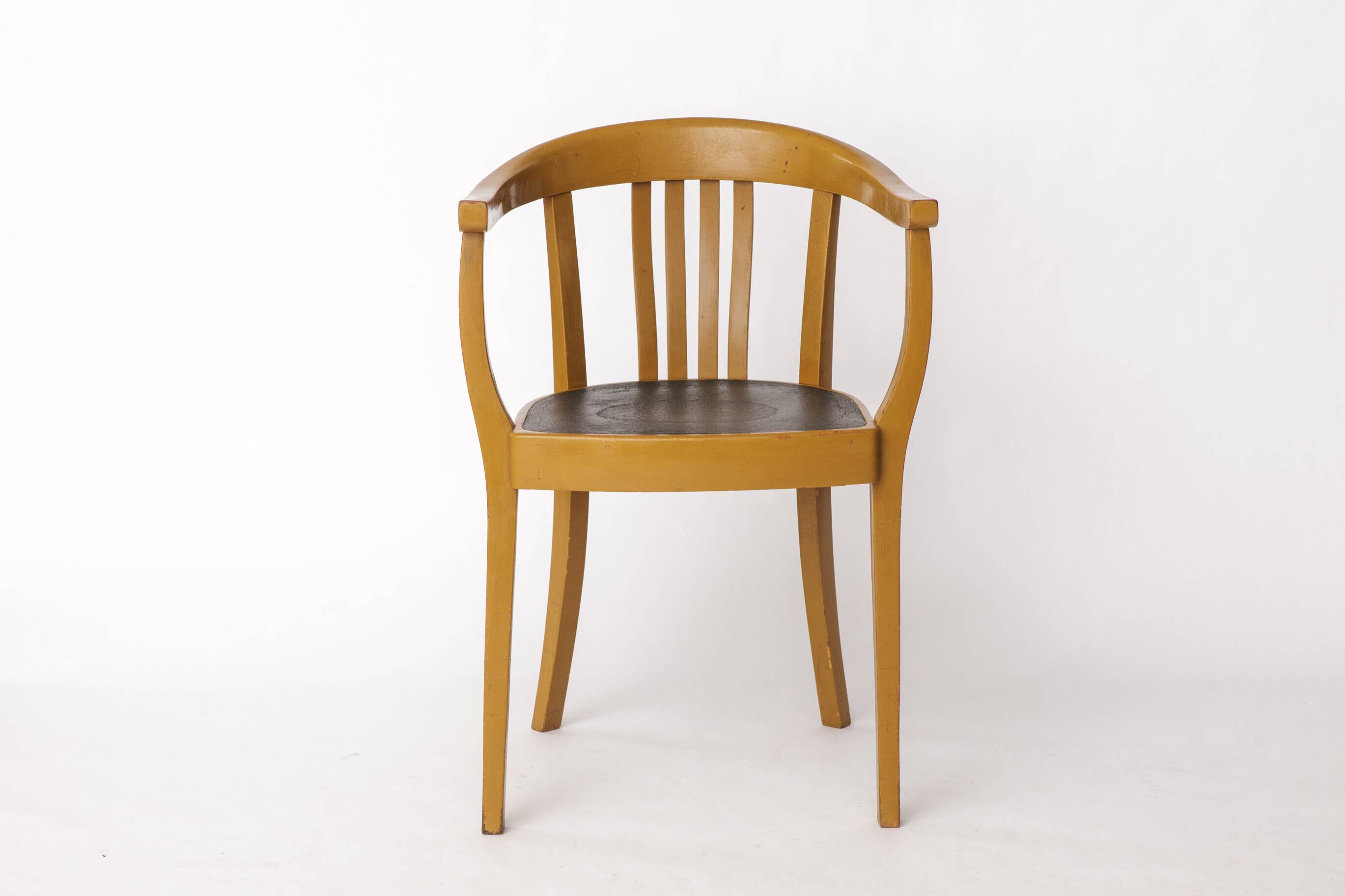 Fauteuil vintage allemand – Jaune moutarde et vert des années 1950 – Style Mid-Century