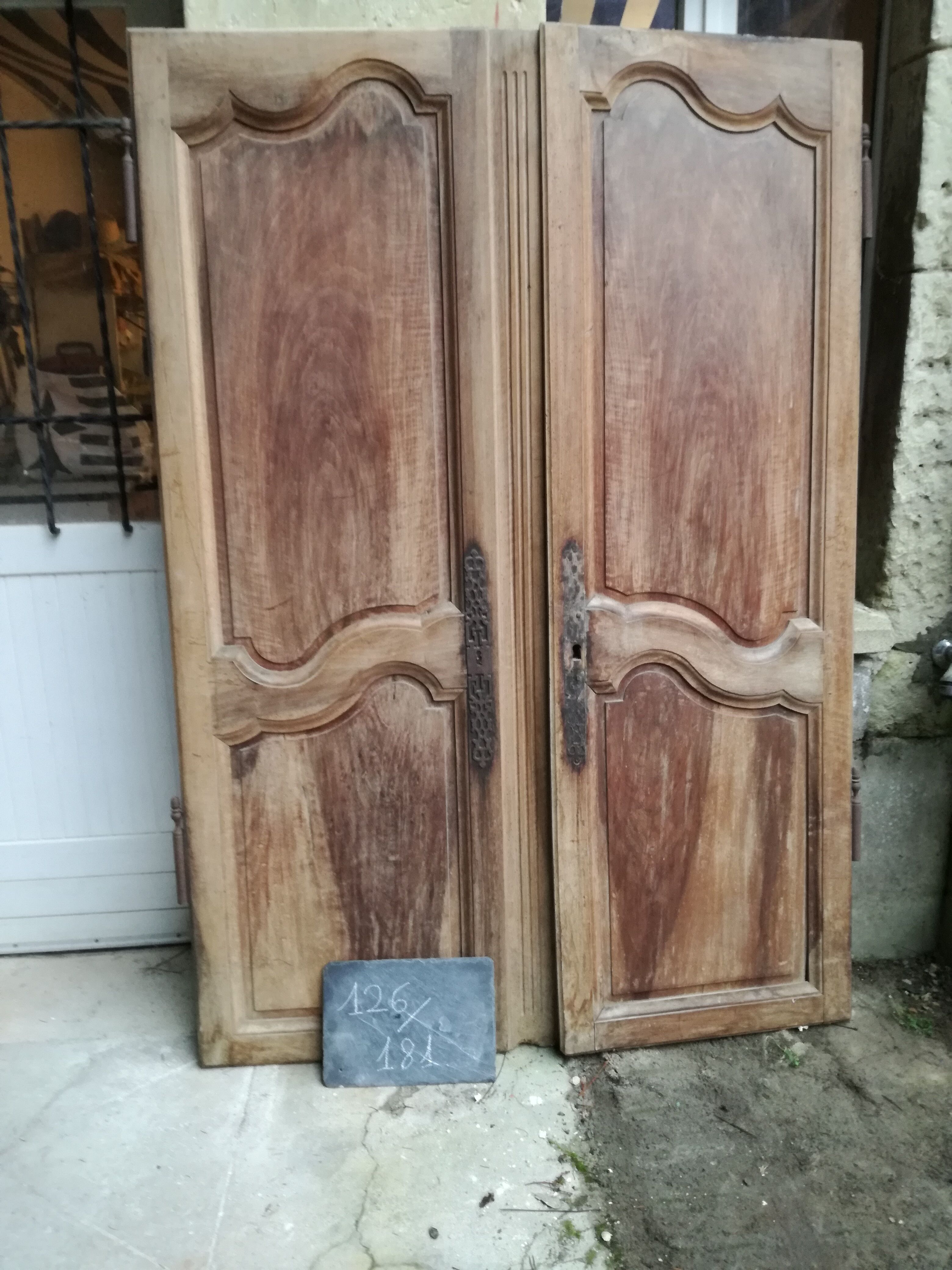 Double antique walnut closet doors