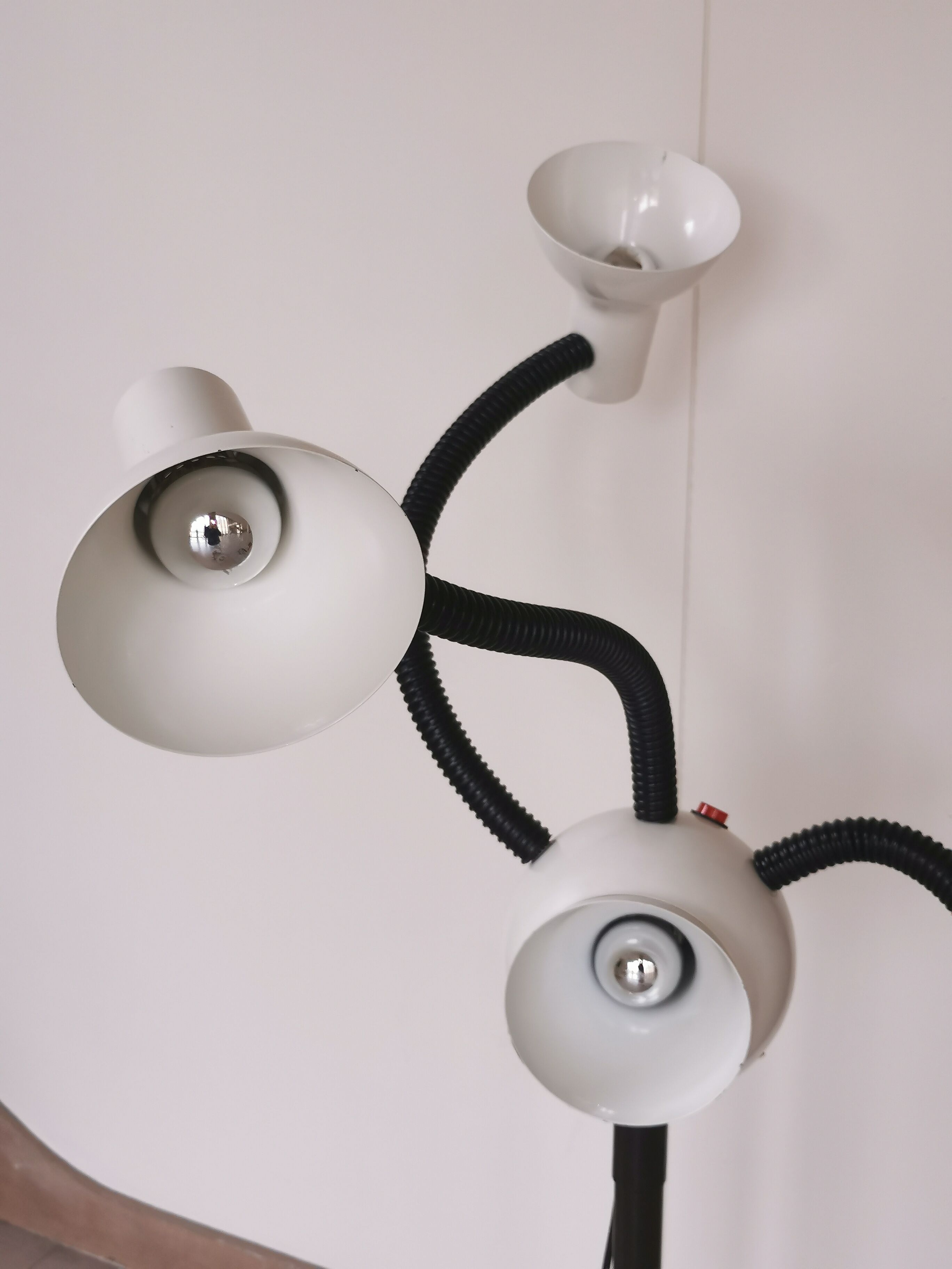 Space age lamp with 4 articulated spots, eyeball, sci-fi, 1970.