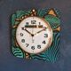 Horloge vintage pendule murale silencieuse carrée "Jaz vert noir"