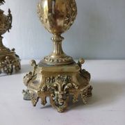 Paire de chandeliers bronze style Louis XVI – 4 feux – 38 cm