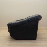 Black leather sofa, Italian design, 1960s, production: Italy