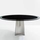 Table by Luigi Saccardo for Maison Jansen brushed steel black glass 1970