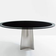 Table by Luigi Saccardo for Maison Jansen brushed steel black glass 1970
