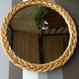 Vintage braided rattan 35 cm mirror
