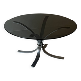Table basse en métal chromé et verre fumé, 1970