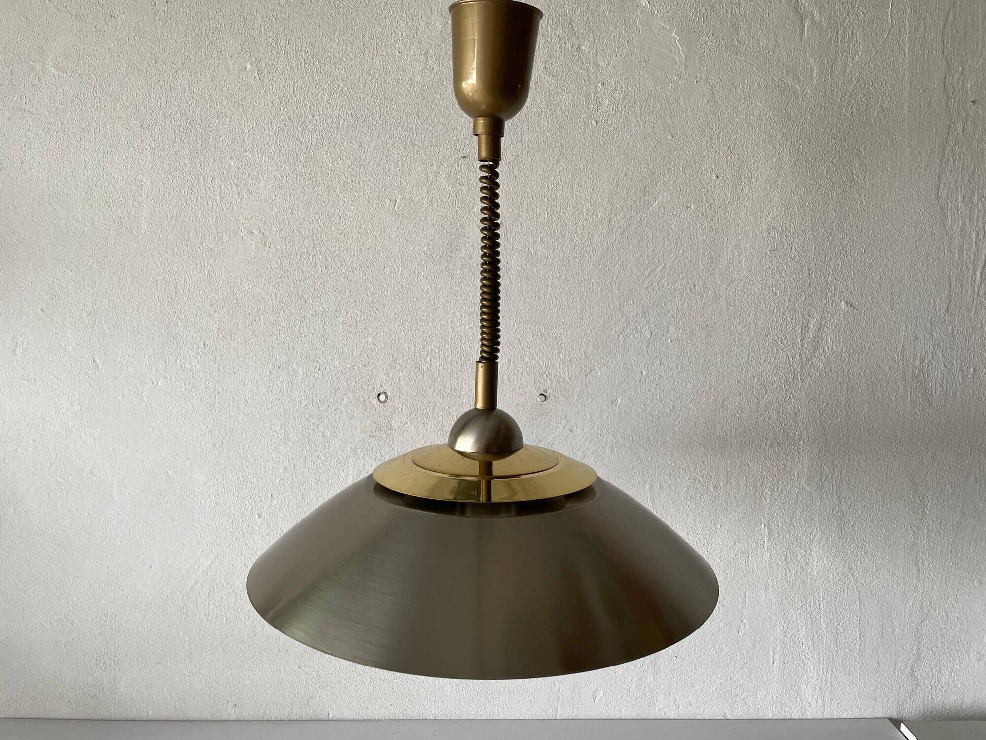 Suspended lamp in chrome and gold metal by TZ, 1970s, Germany.