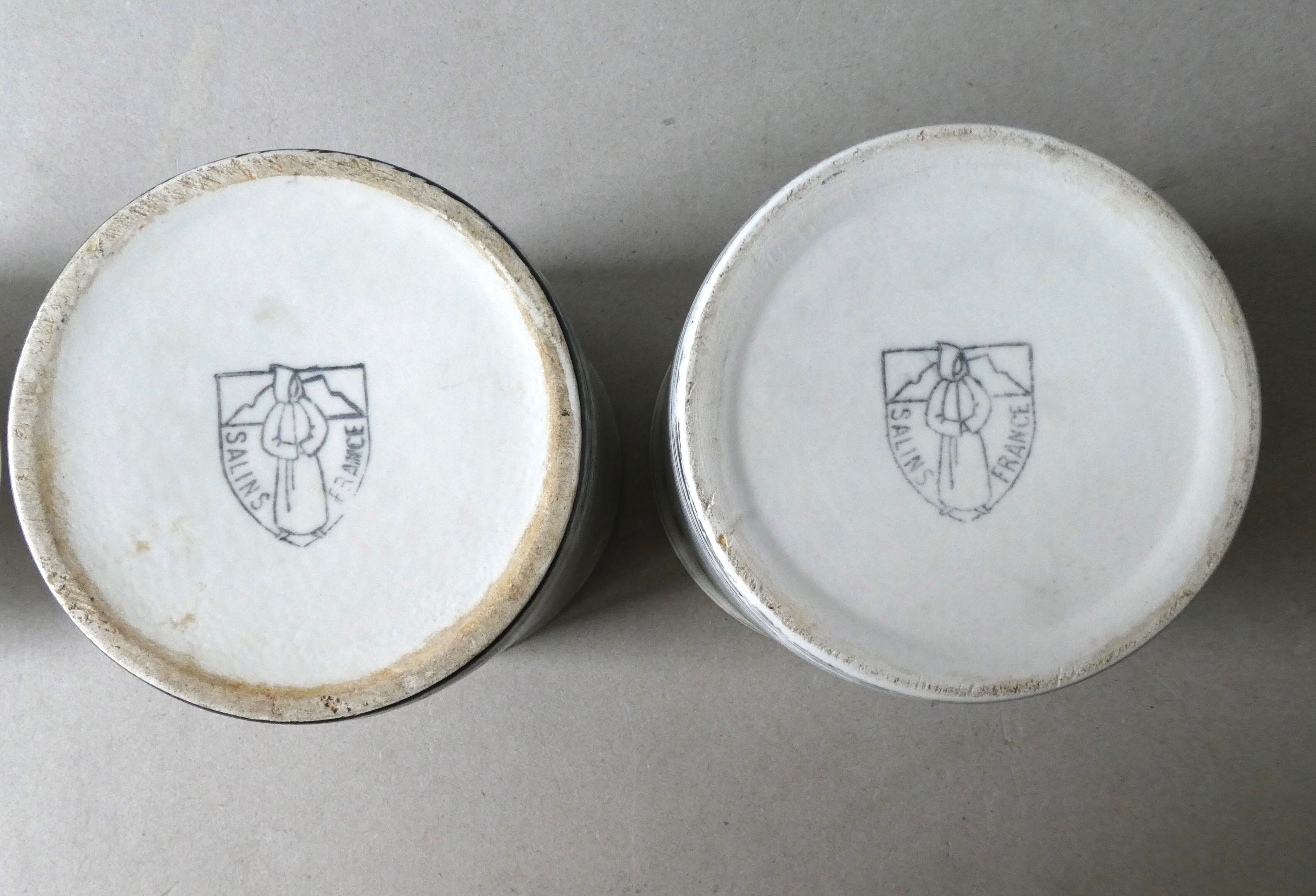 Set of 2 ceramic kitchen pots, Salins, 1950s
