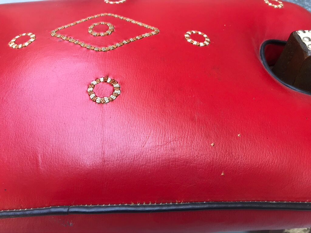 Vintage camel saddle stool