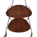 Vintage Scandinavian serving trolley in teak and metal, metal wheels, 1960s