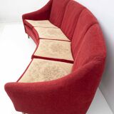 Mid-Century Modern Italian Velvet four Seater Curved Sofa, 1950s