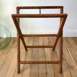 Rattan console exotic wood vintage removable tray 70s