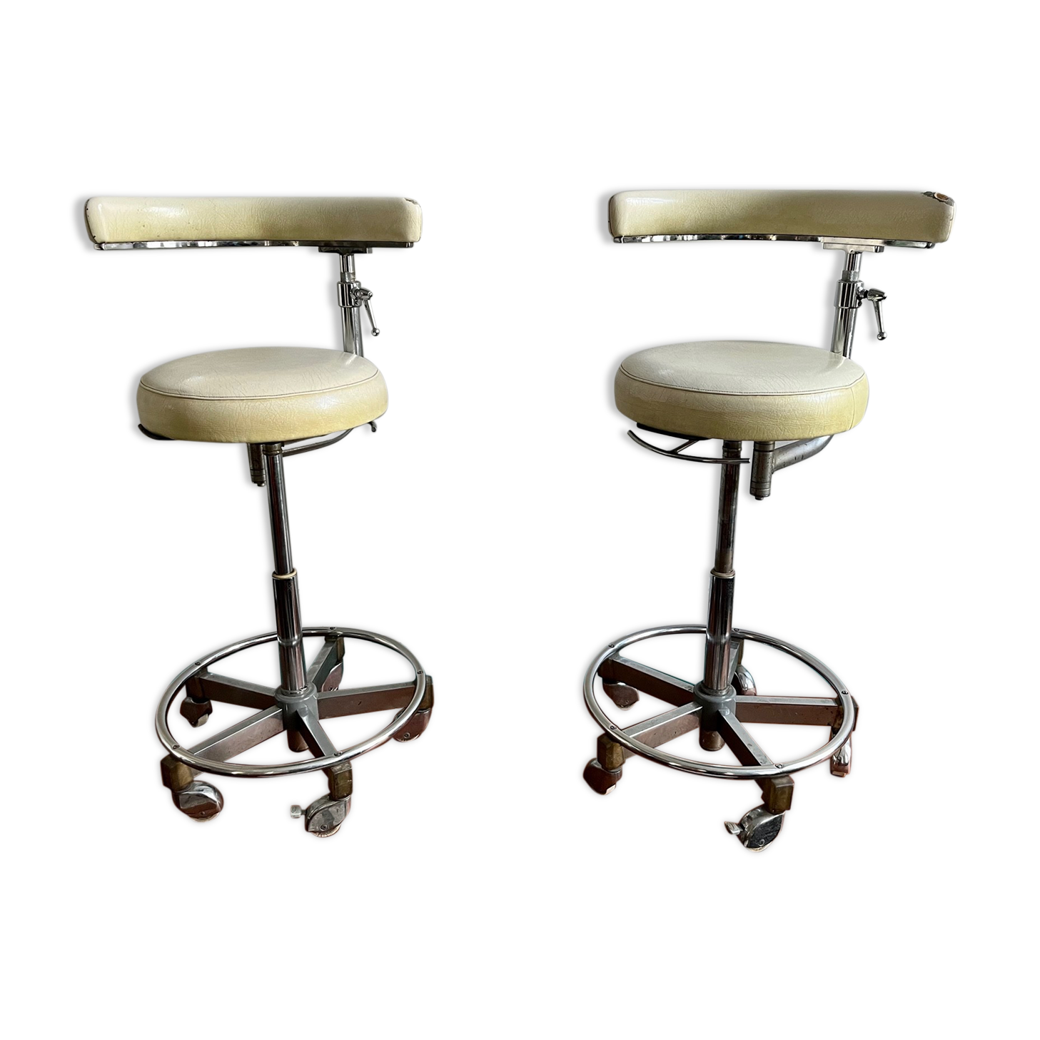 Paire de tabourets vintage de dentiste ritter