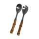 Salad cutlery in natural bamboo and stainless steel 70's