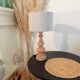 Vintage table lamp year 1980 in turned wood.