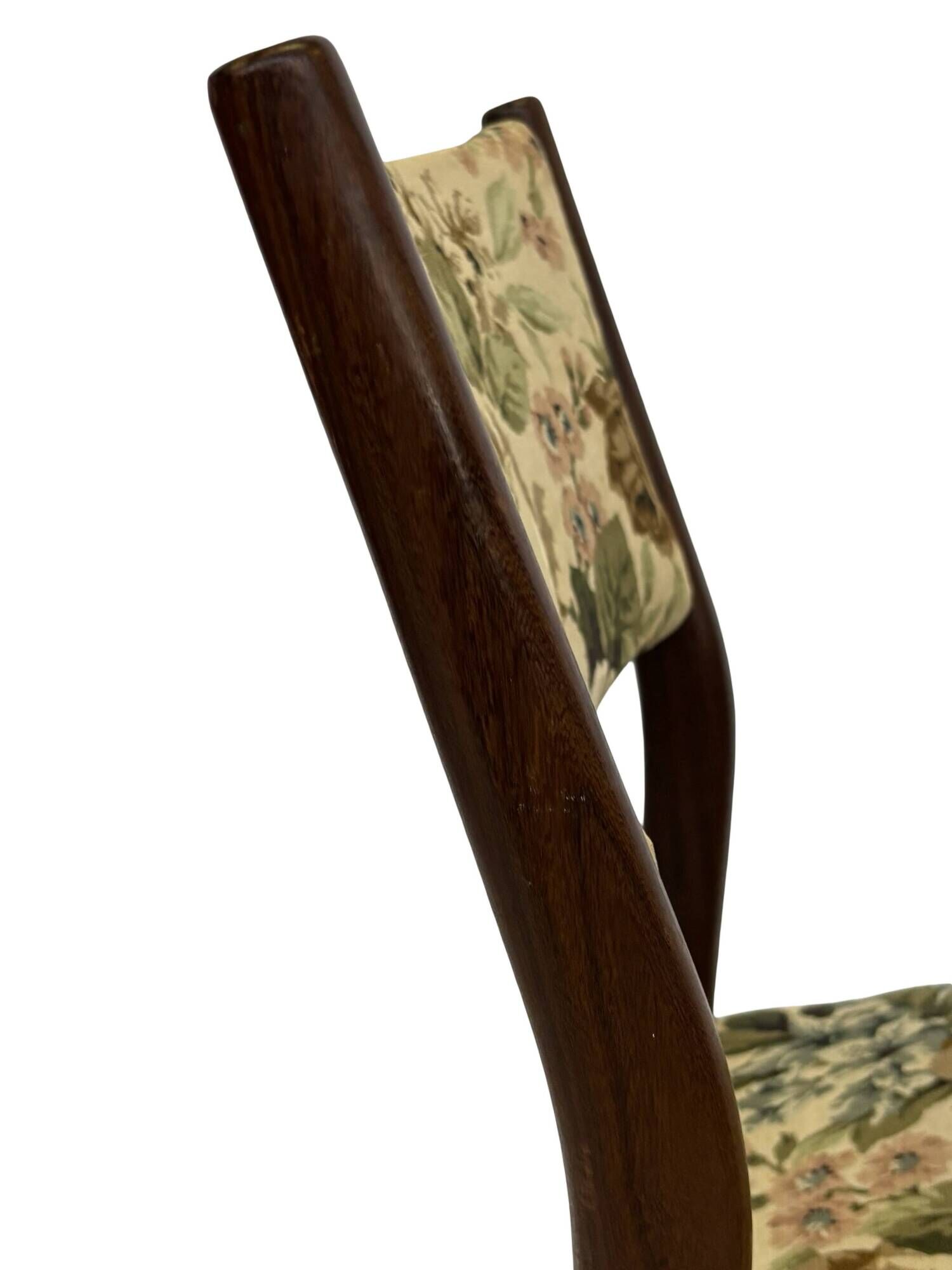 Vintage Dining Chair Flower Upholstery 1960s Teak