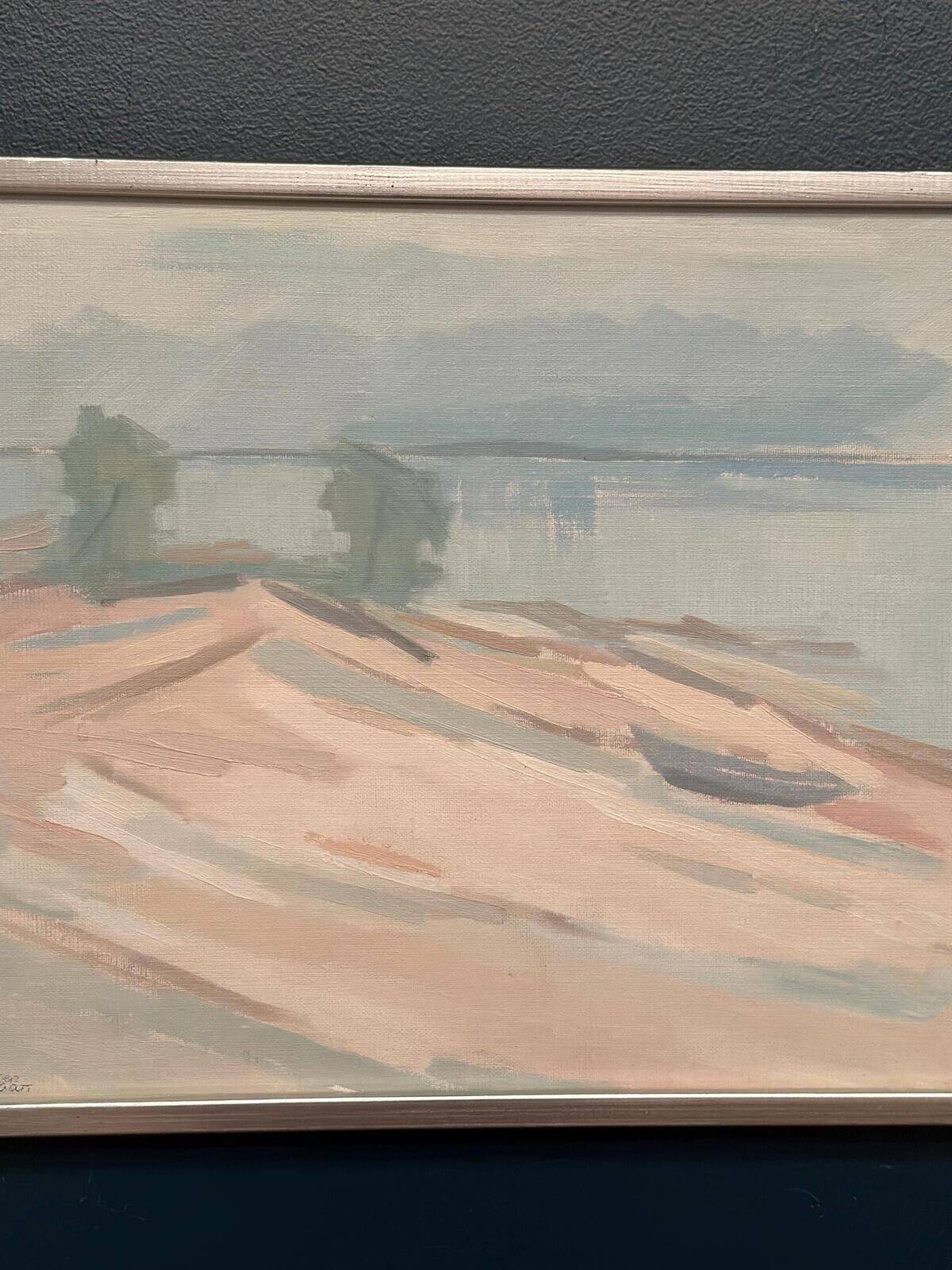 Original Swedish Oil On Canvas – “Coastal Serenity” – Signed – Vintage & Framed – 48 × 40 Cm