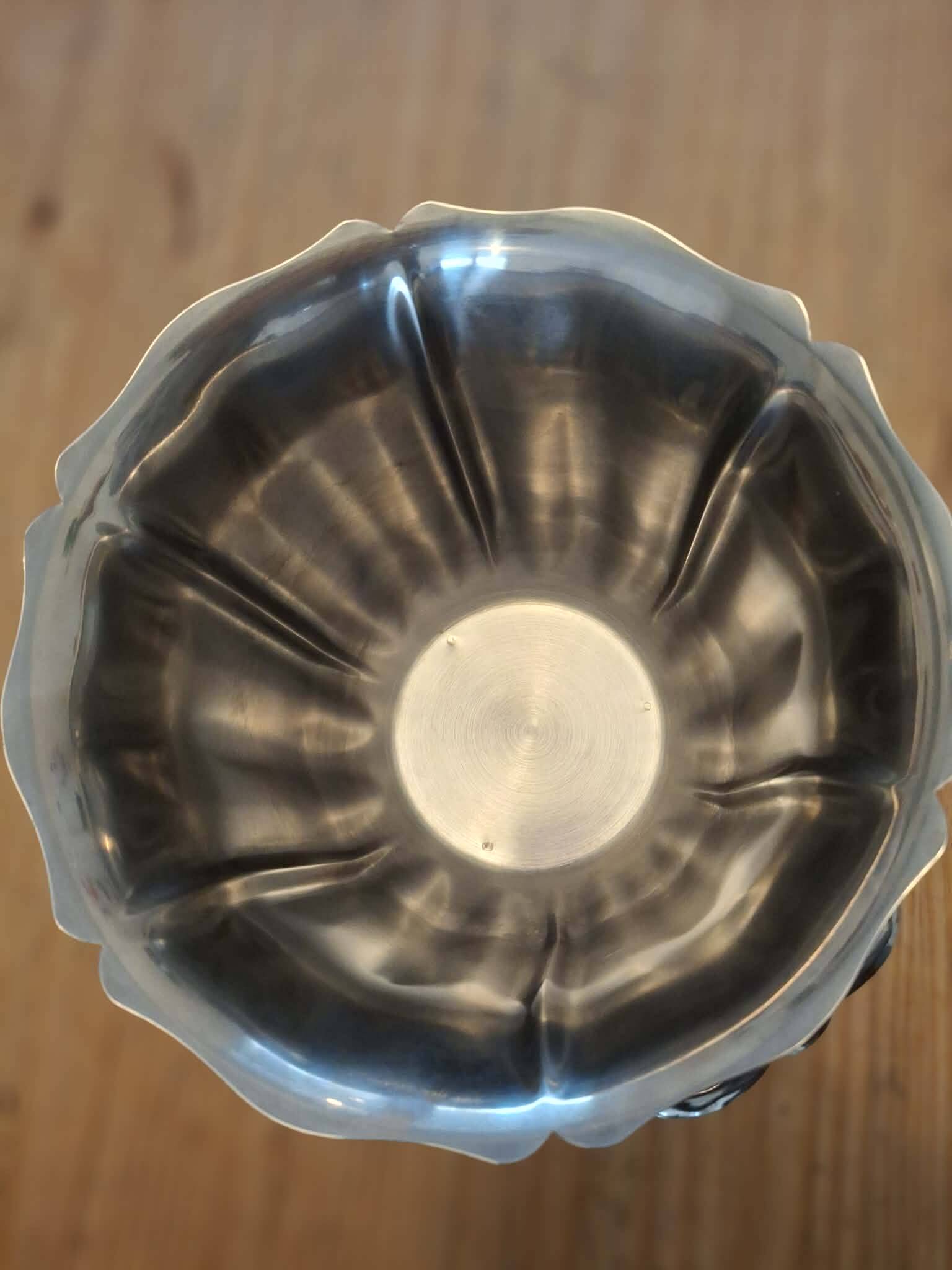 Elegant stainless steel champagne bucket signed by Guy Degrenne, made in France.