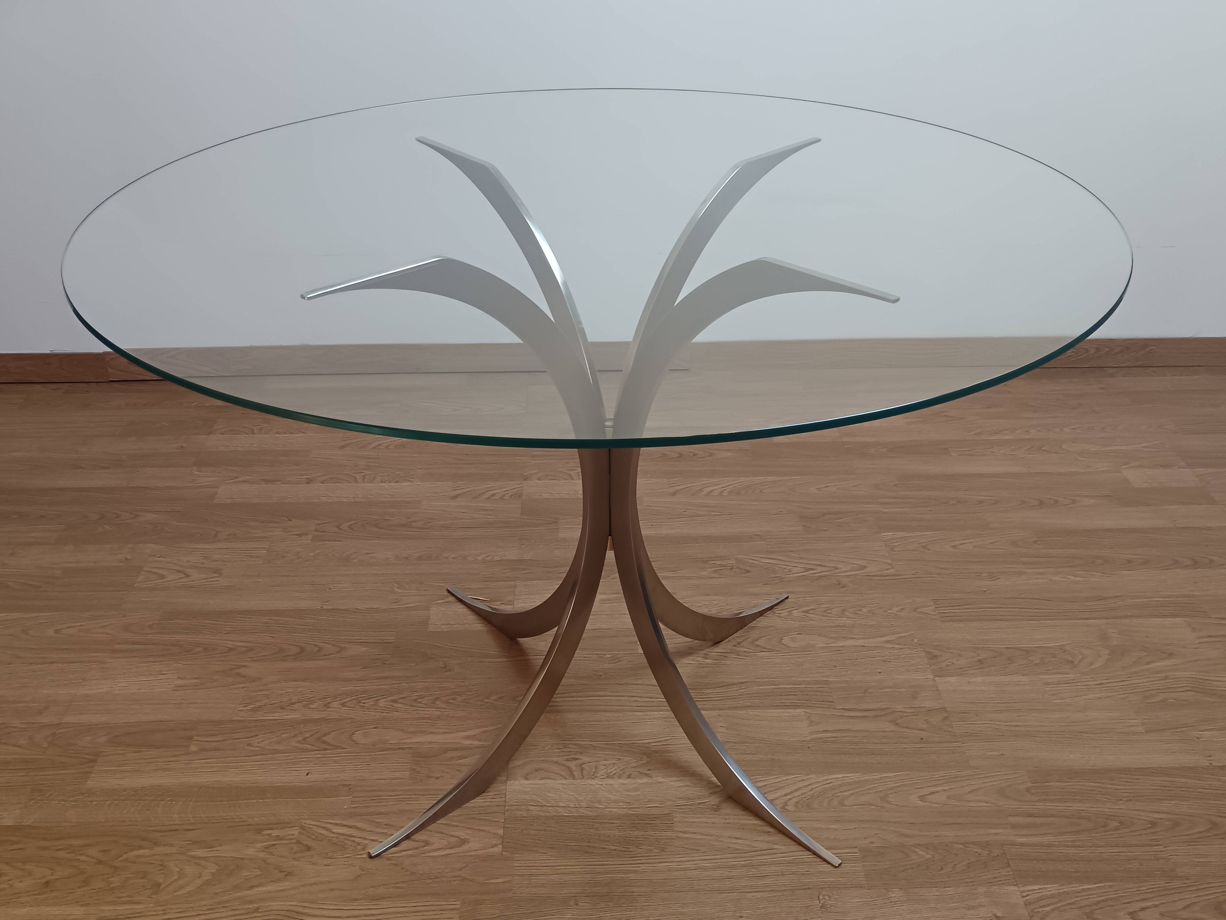 Rare 1970s round glass table