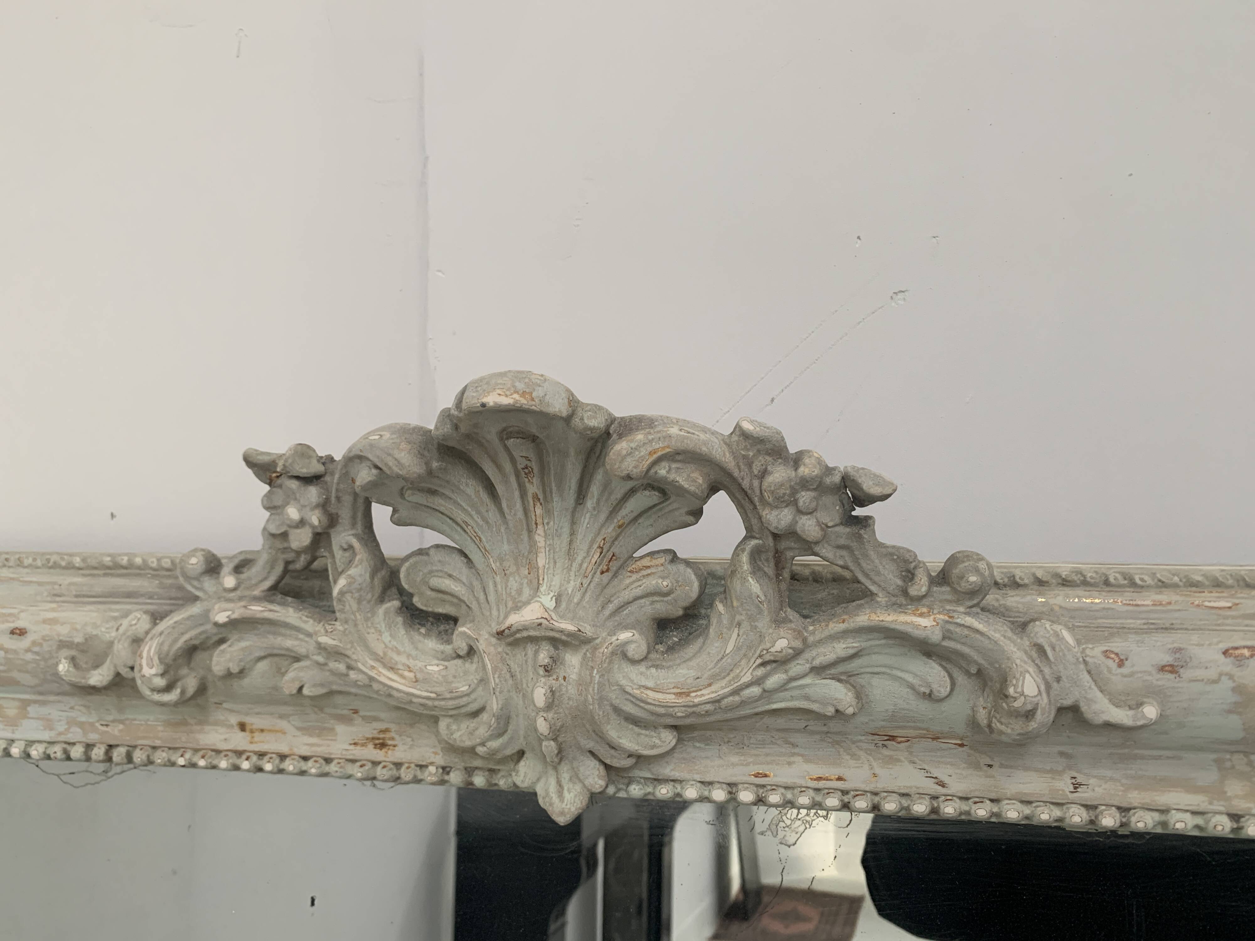 Louis XV style mirror in wood and patinated stucco, 19th century