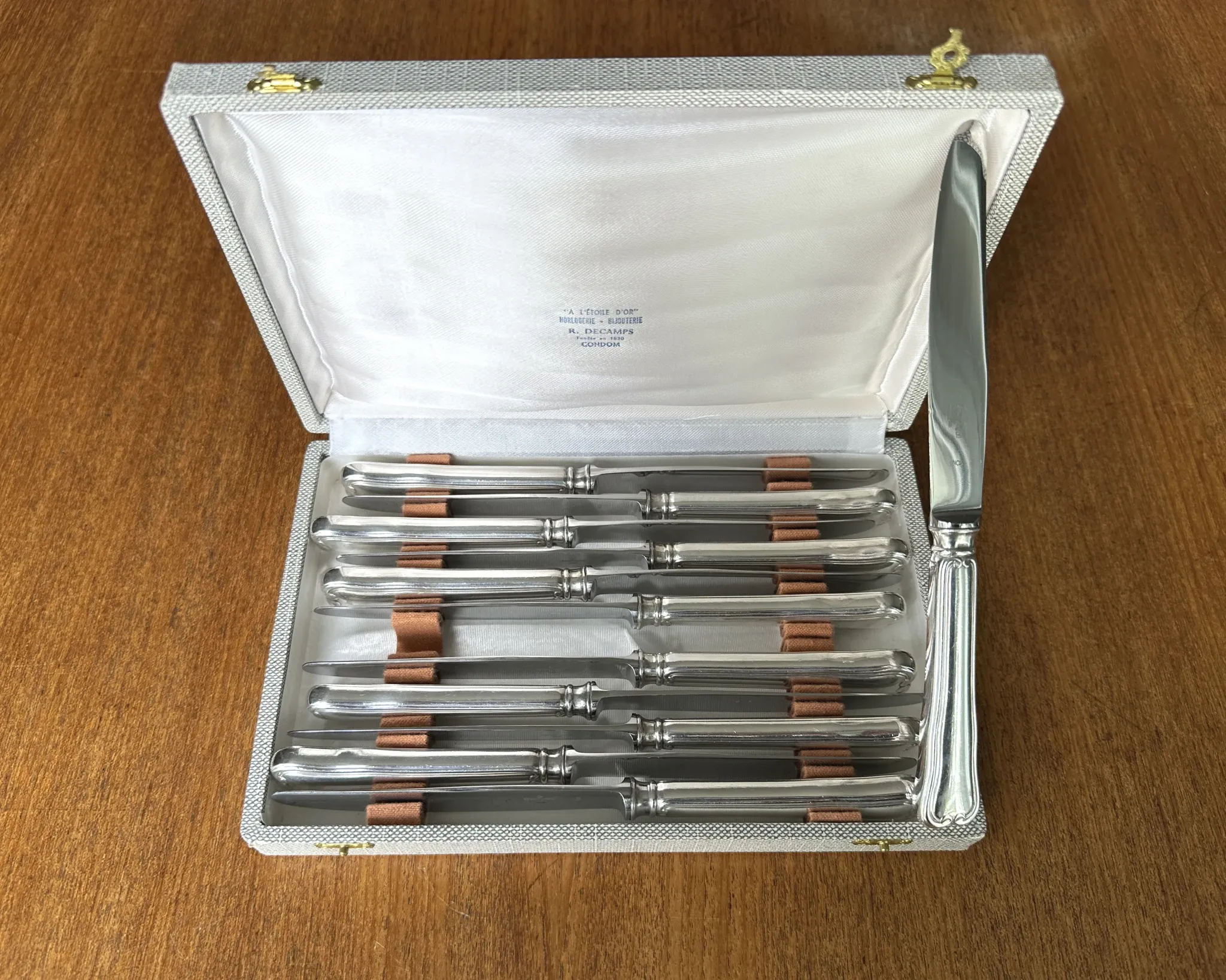 12 silver-plated dessert knives Ravinet D'enfert model Filet Contours
