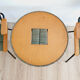 Pair of armchairs and vintage coffee table straw, wood and metal