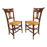 Paire de chaise paillees directoire