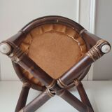 Rattan pouf with velvet