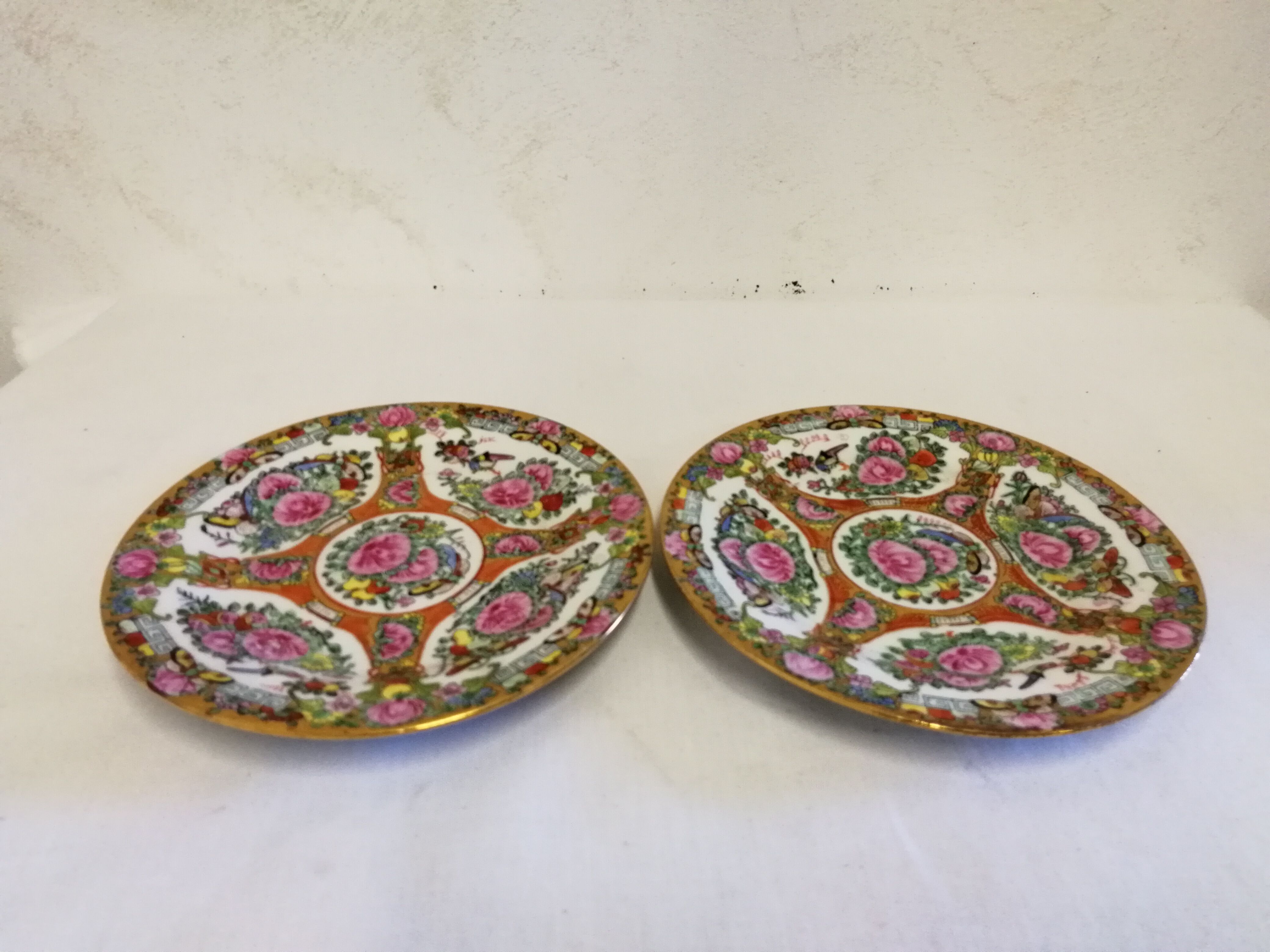 Asian Porcelain Plates Floral Decor