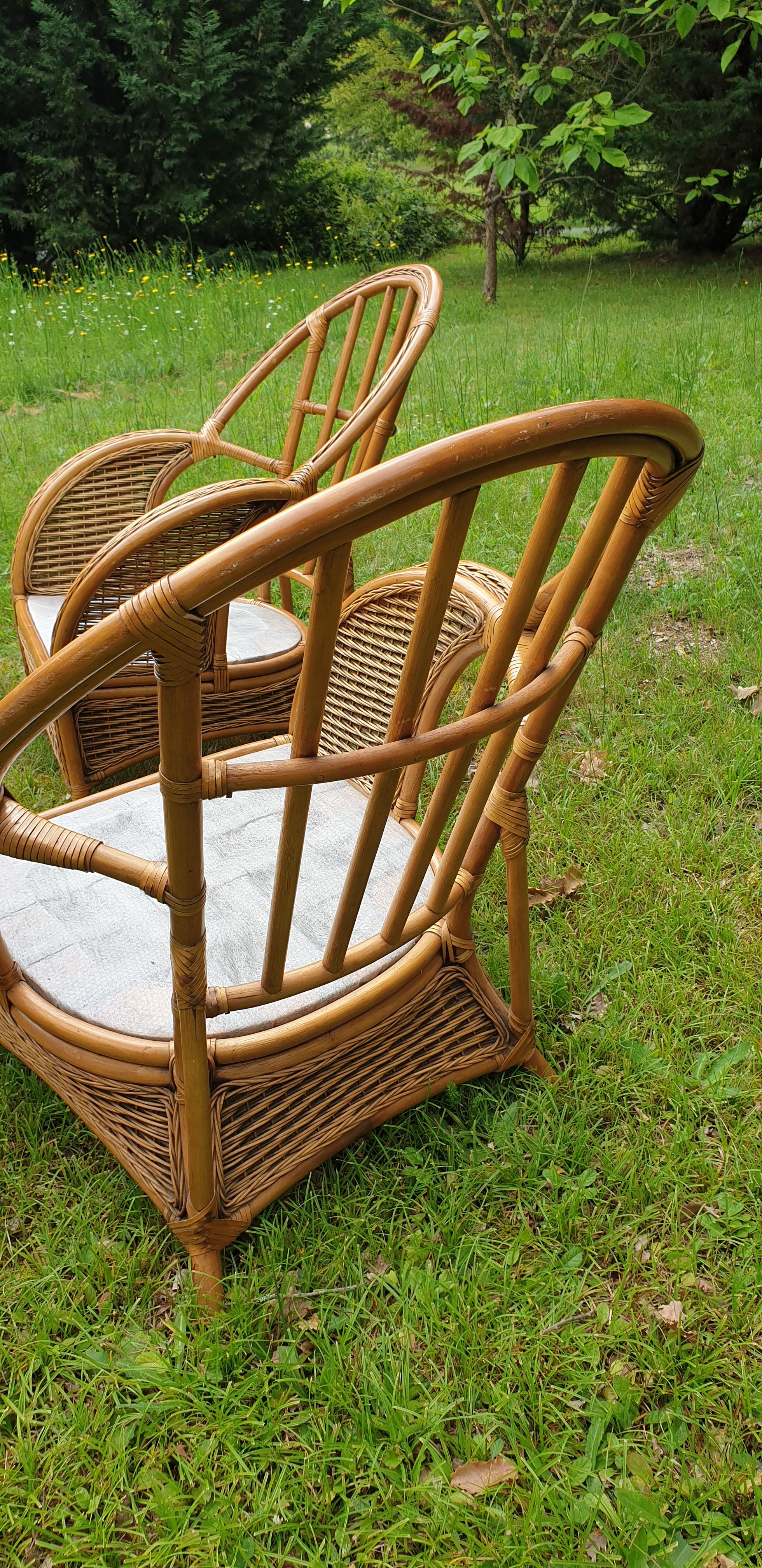 Rattan and vintage bamboo lounge