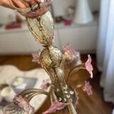 Lustre en verre de Murano fleurs vénitien, circa 1950/1970 rose jaune