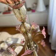 Murano glass chandelier Venetian flowers, circa 1950/1970 pink yellow