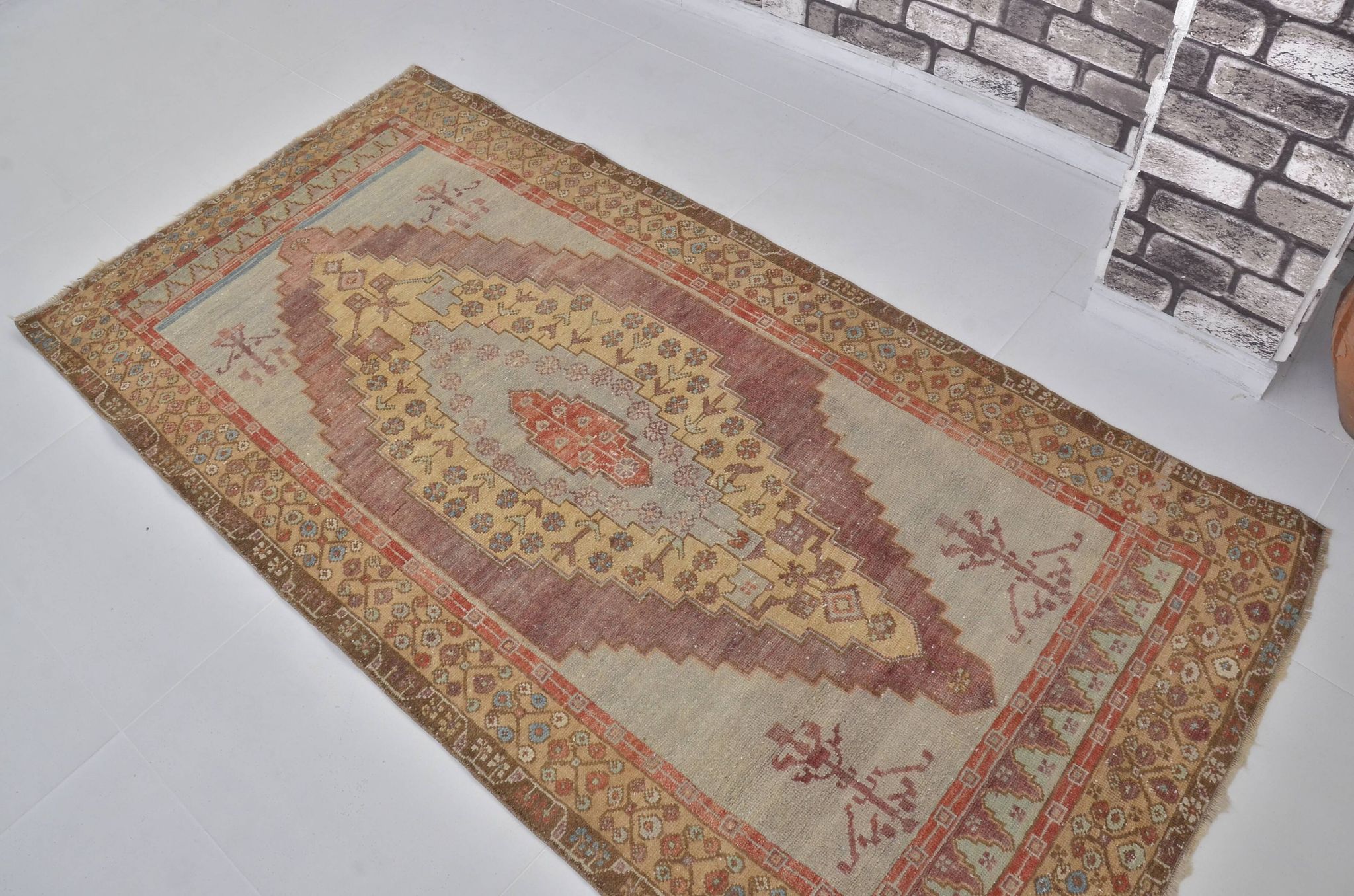 Tapis Oushak vintage noué à la main sku 1455