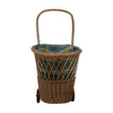 Wicker basket on wheels