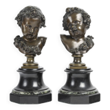 "The Children of Bacchus" Pair of Putti in bronze Late 19th Century