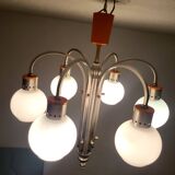 Space Age chrome and globe pendant light, Italy, 1960-70