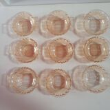 Set of 9 vintage amber glass bowl ramekins with handles